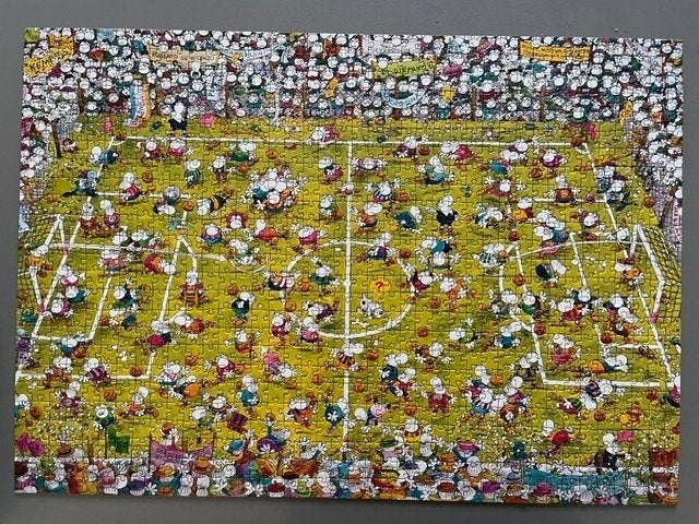 Puzzel 1000 stukjes: Mordillo: Crazy Football, Ophalen of Verzenden, 500 t/m 1500 stukjes, Zo goed als nieuw, Legpuzzel