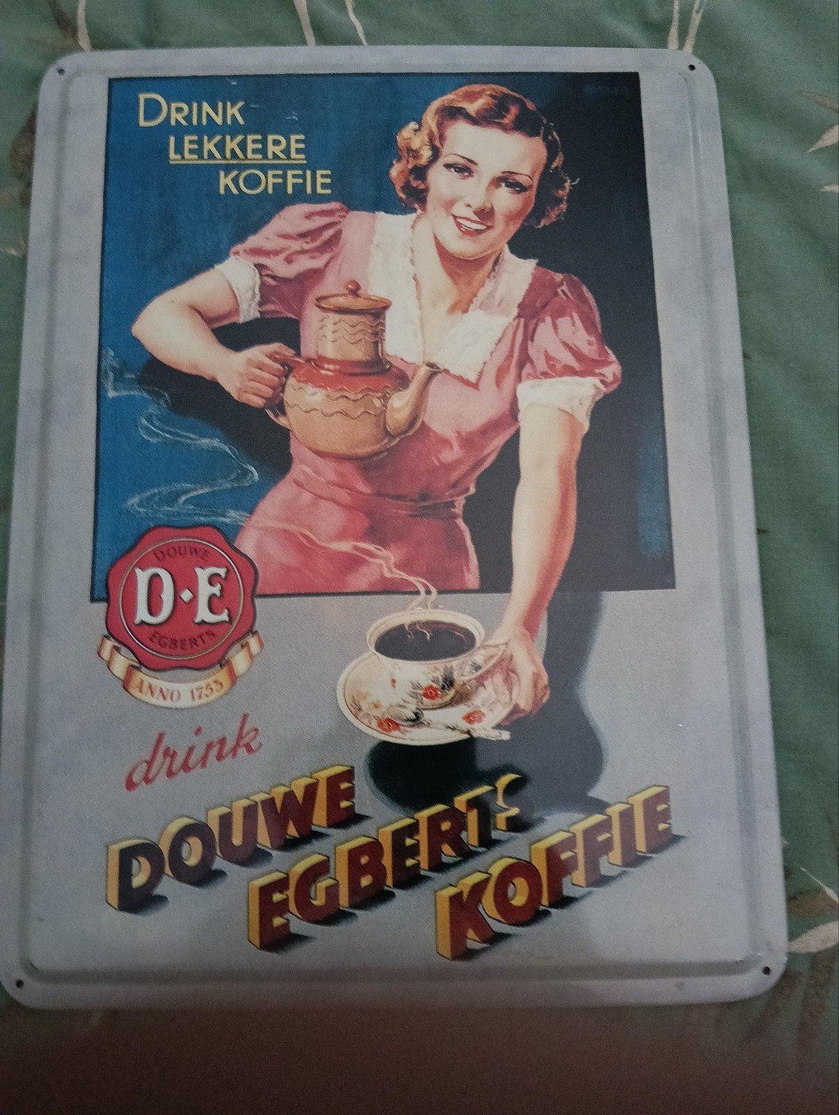 metalen plaat advertentie Douwe Egberts nostalgie, Ophalen of Verzenden, Gebruikt, Reclamebord