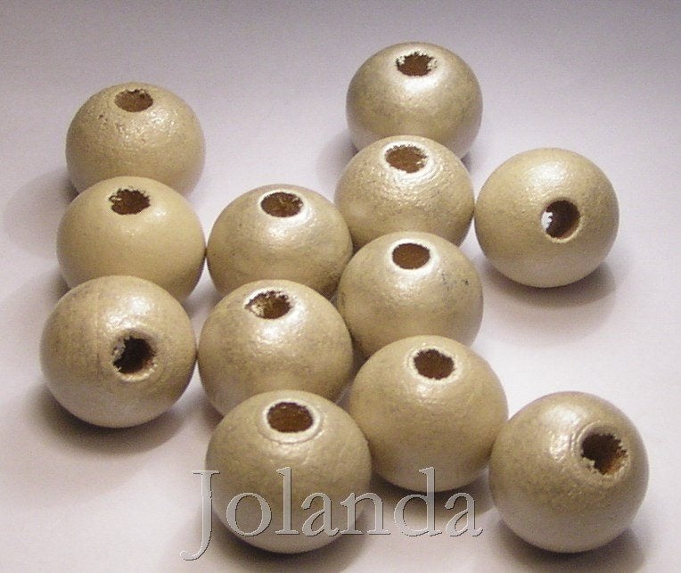 0047 Creme Kleurige Houten Kralen (12 mm), Ophalen of Verzenden, Nieuw, Kraal
