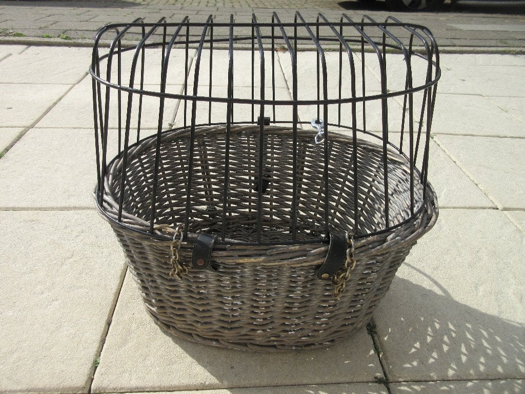 Rieten fietsmand voor de hond hondenfietsmand, Ophalen of Verzenden, Gebruikt, Fietsmand, Stuurbevestiging