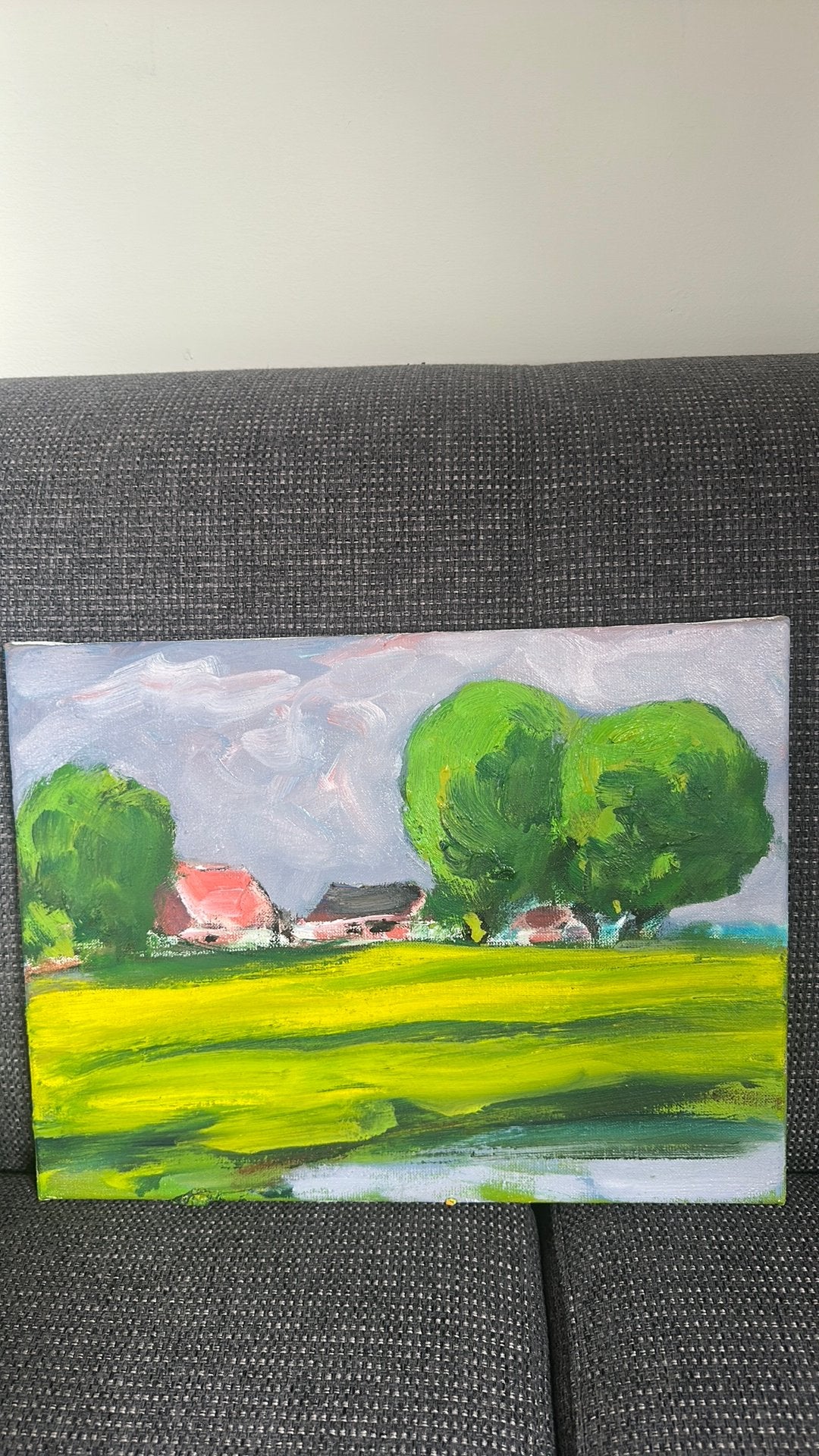 2 prachtige olieverf schilderijen van Wim van der Veer, Landschap, Olieverf, Textiel, Echtheidscertificaat
