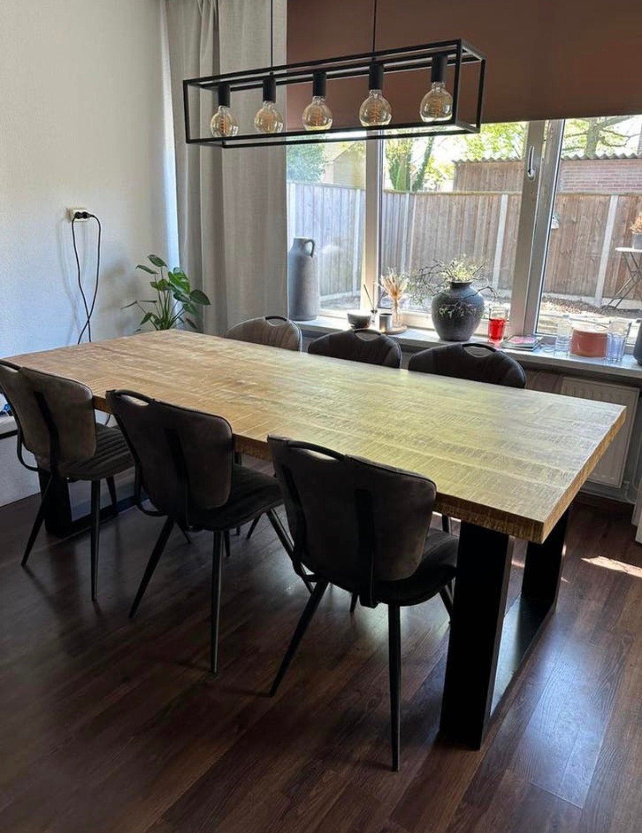 Grote eettafel met stoelen, Ophalen, 100 tot 150 cm, 200 cm of meer, Zo goed als nieuw