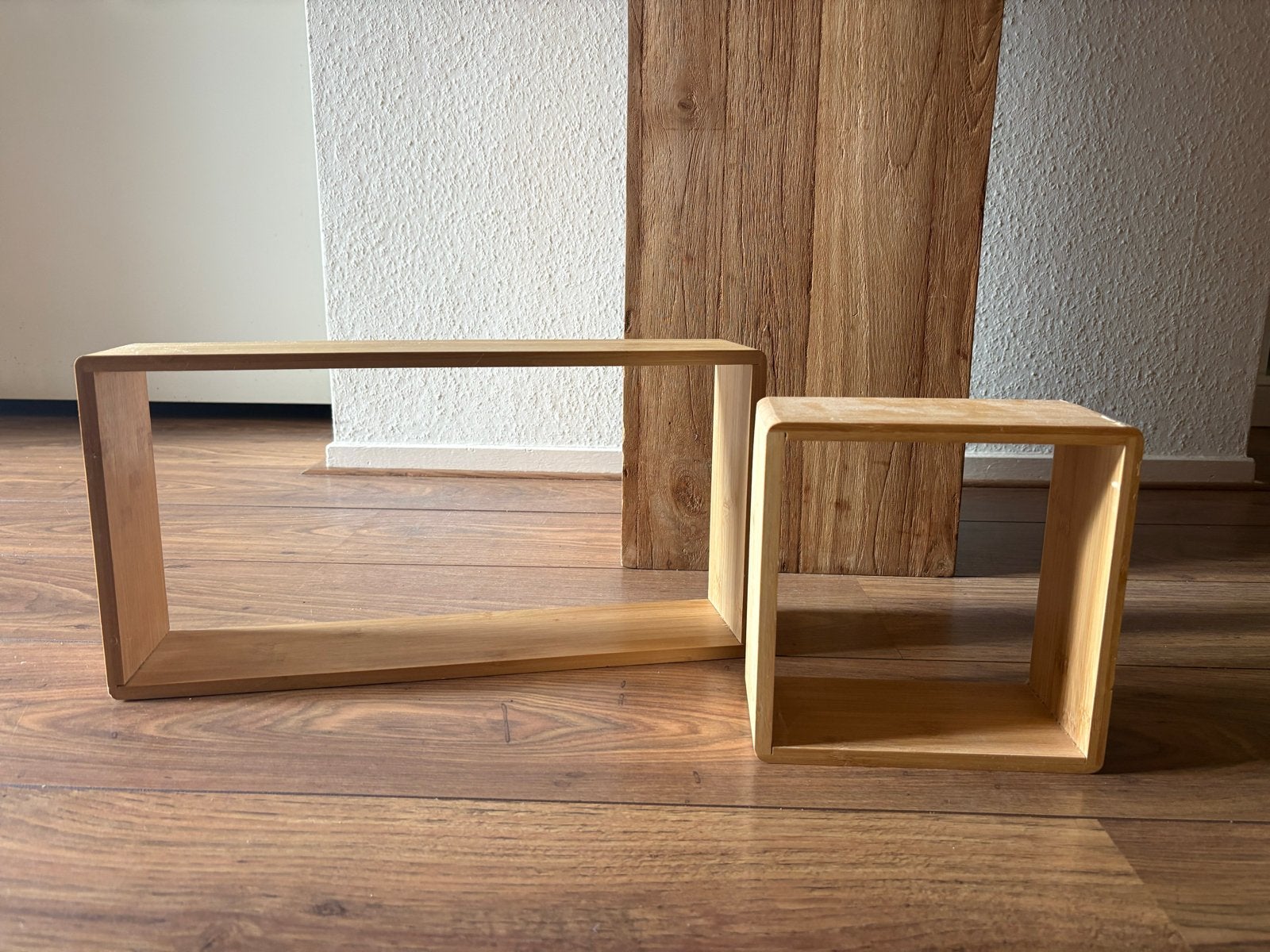 Set van 2 bamboe wandplanken/kubussen, Ophalen, Gebruikt