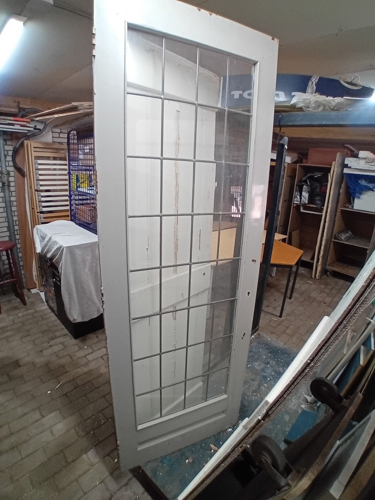 Oude binnendeur met glas in lood, Ophalen, Gebruikt, Minder dan 80 cm, Binnendeur