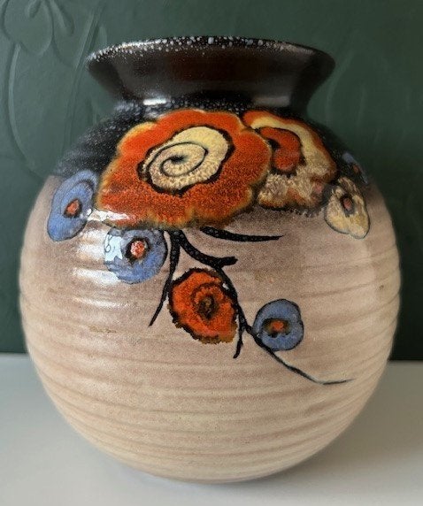 Schoonhoven plateel vaas bloemdecor 1930's, Ophalen of Verzenden