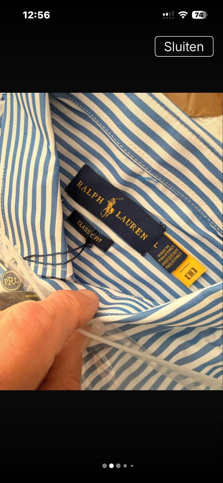Nieuw Ralph Lauren Polo shirt - Blauw gestreept valt als M, Ophalen of Verzenden, Nieuw, Blauw, Halswijdte 41/42 (L)