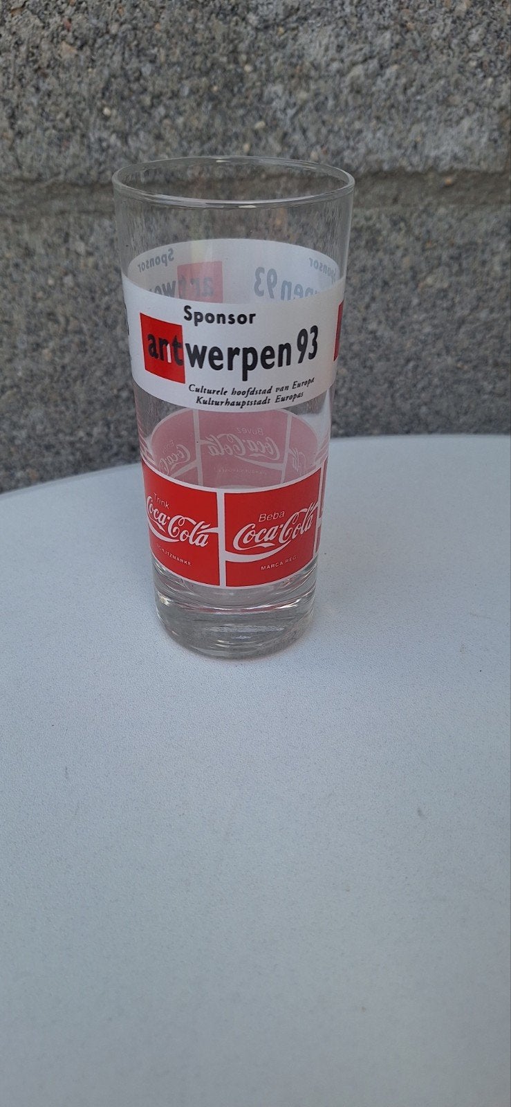 Coca Cola Antwerpen 1993 glas (19326), Gebruiksvoorwerp, ., Coca cola, Ophalen of Verzenden