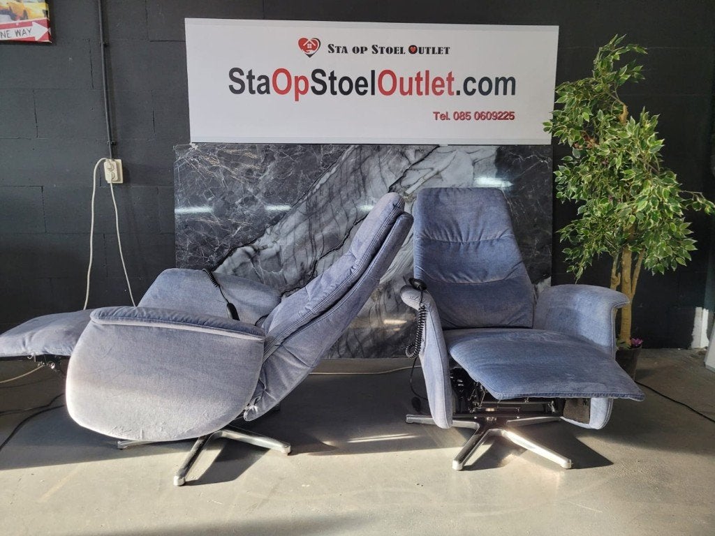 Staopstoel Set Stof Blauw Sterpoot op accu, Huis en Inrichting, Fauteuils, Minder dan 50 cm, Minder dan 75 cm, Ophalen of Verzenden