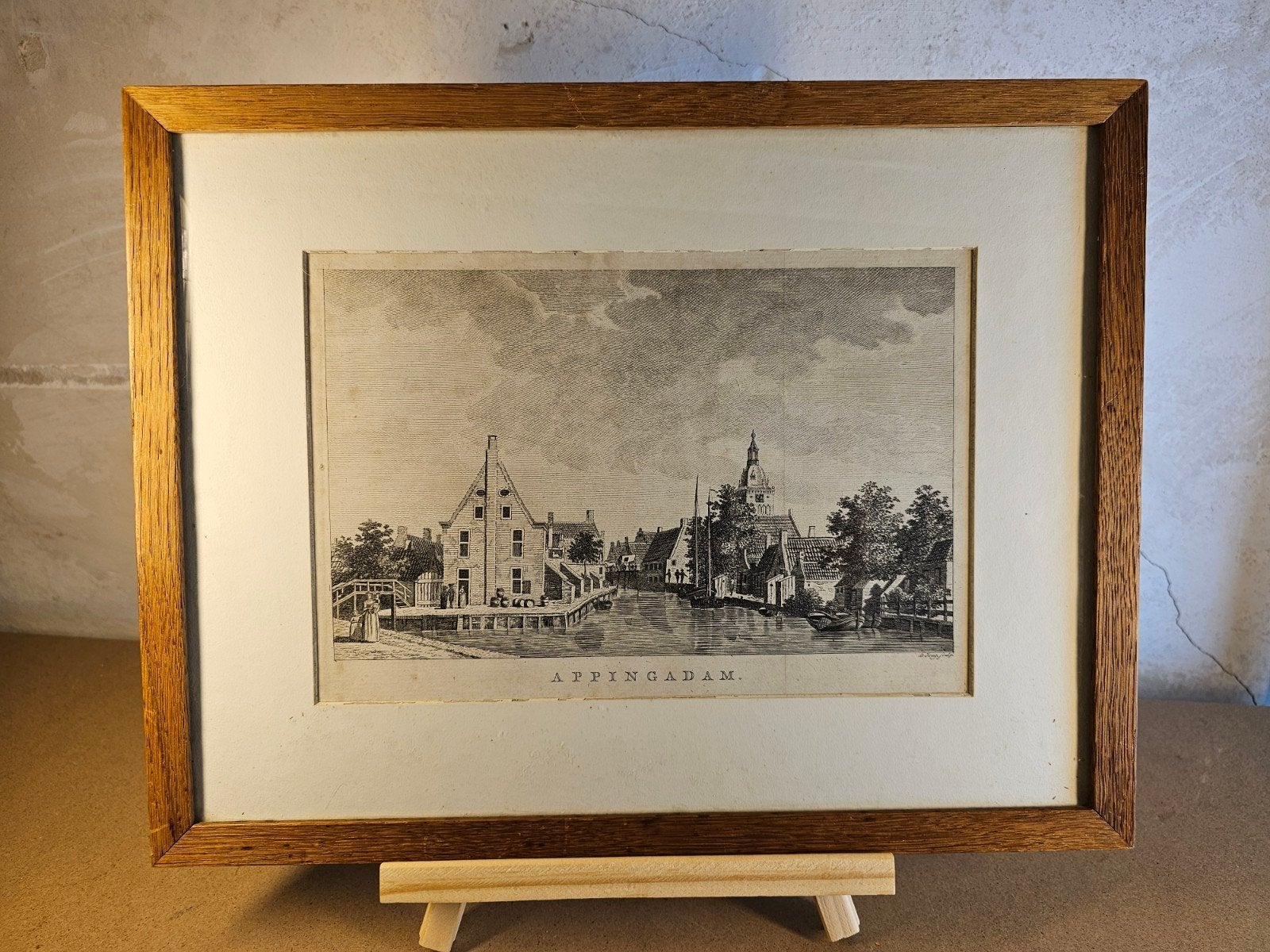 Kopergravure Appingadam - Isaac Tirion (18e eeuw), Antiek en Kunst, Kunst | Etsen en Gravures, Stadsgezicht, Ophalen of Verzenden