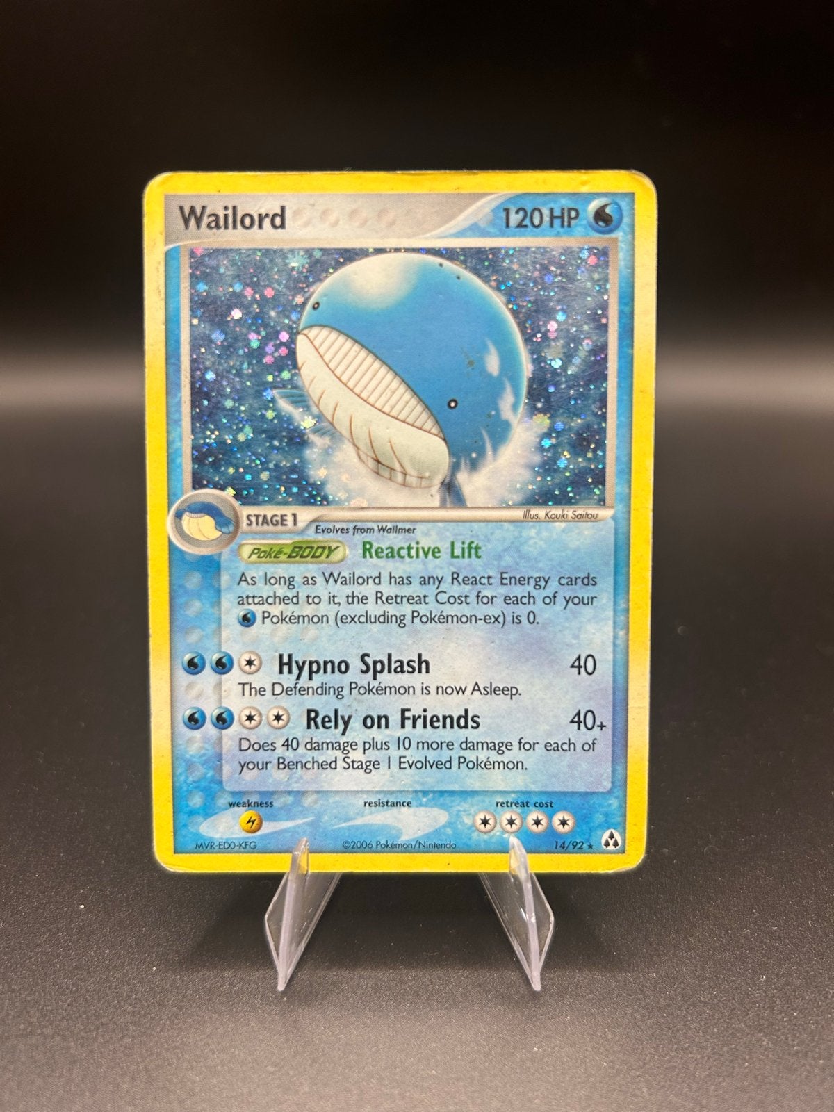 Wailord 14/92 Holo Rare Pokémon Kaart - Ex Legend Maker, Ophalen of Verzenden, Gebruikt, Losse kaart, Foil