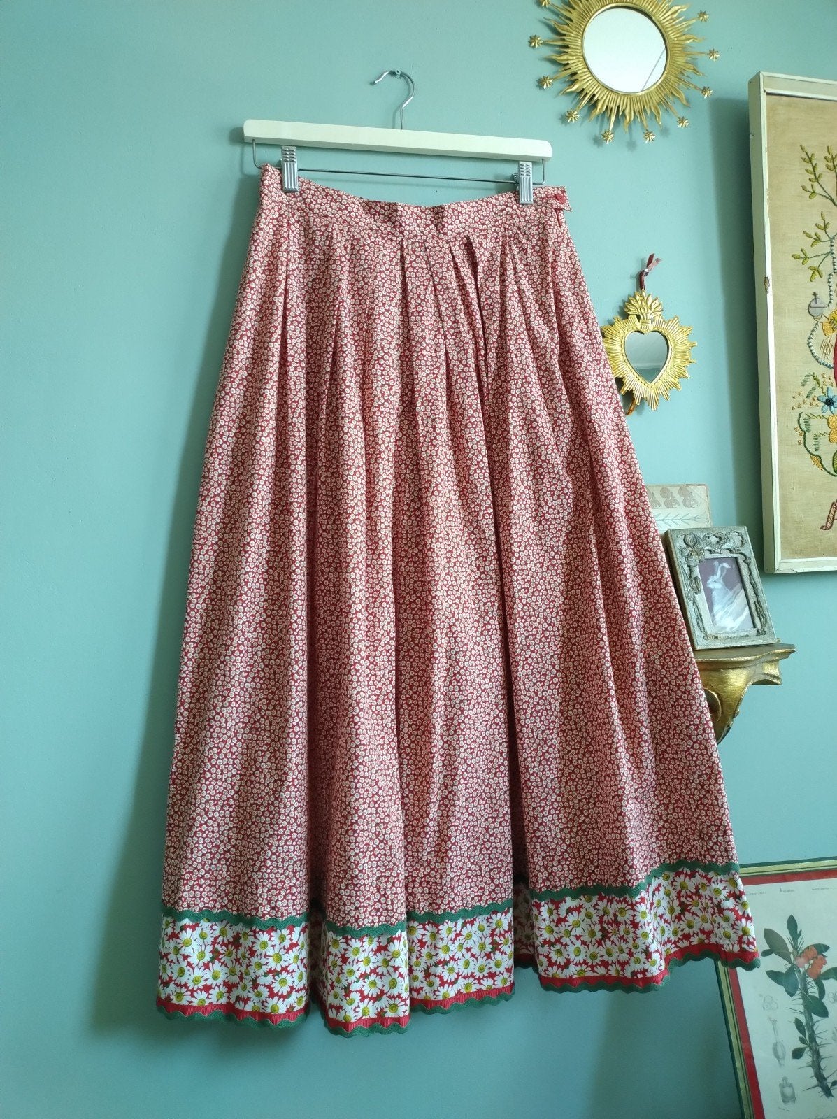 Vintage liberty Oostenrijkse rok met margrieten M, Maat 38/40 (M), Verzenden, Zo goed als nieuw, Vintage