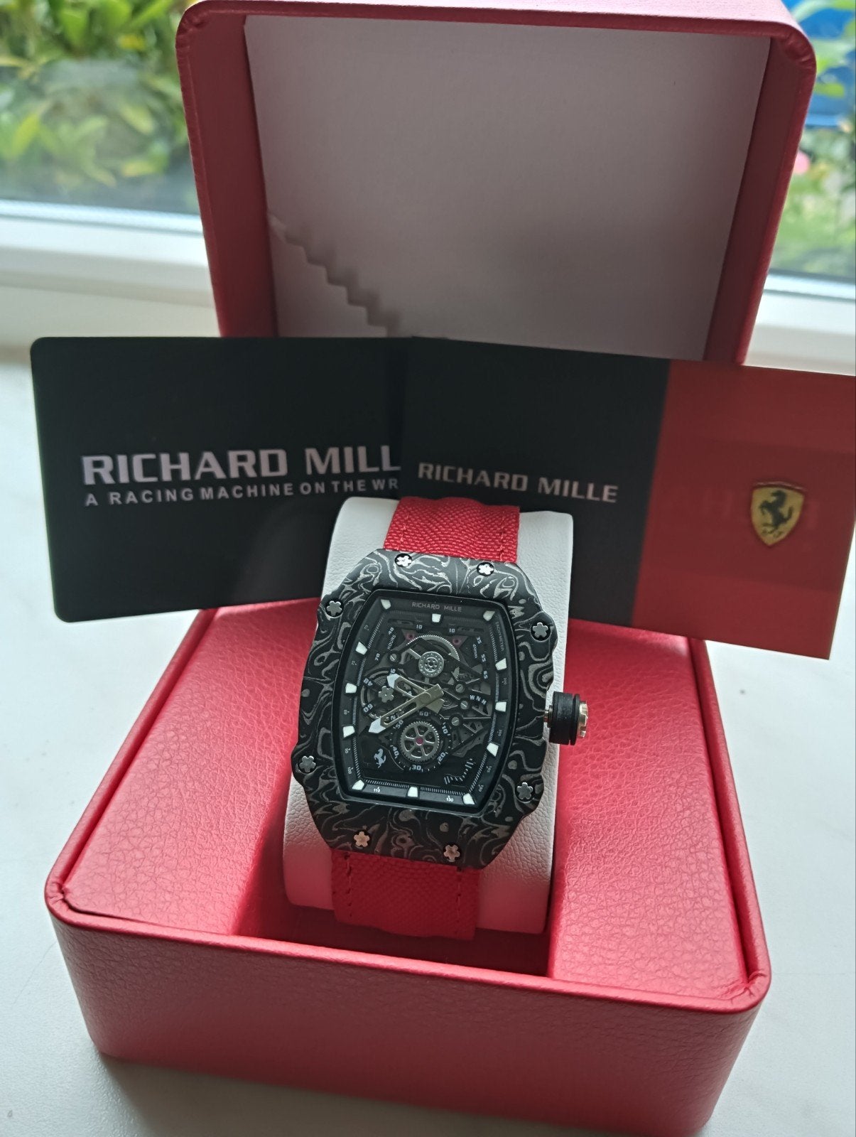 Horloge RM67-02 Ferrari logo met doos, Ophalen of Verzenden, Nieuw, Overige merken
