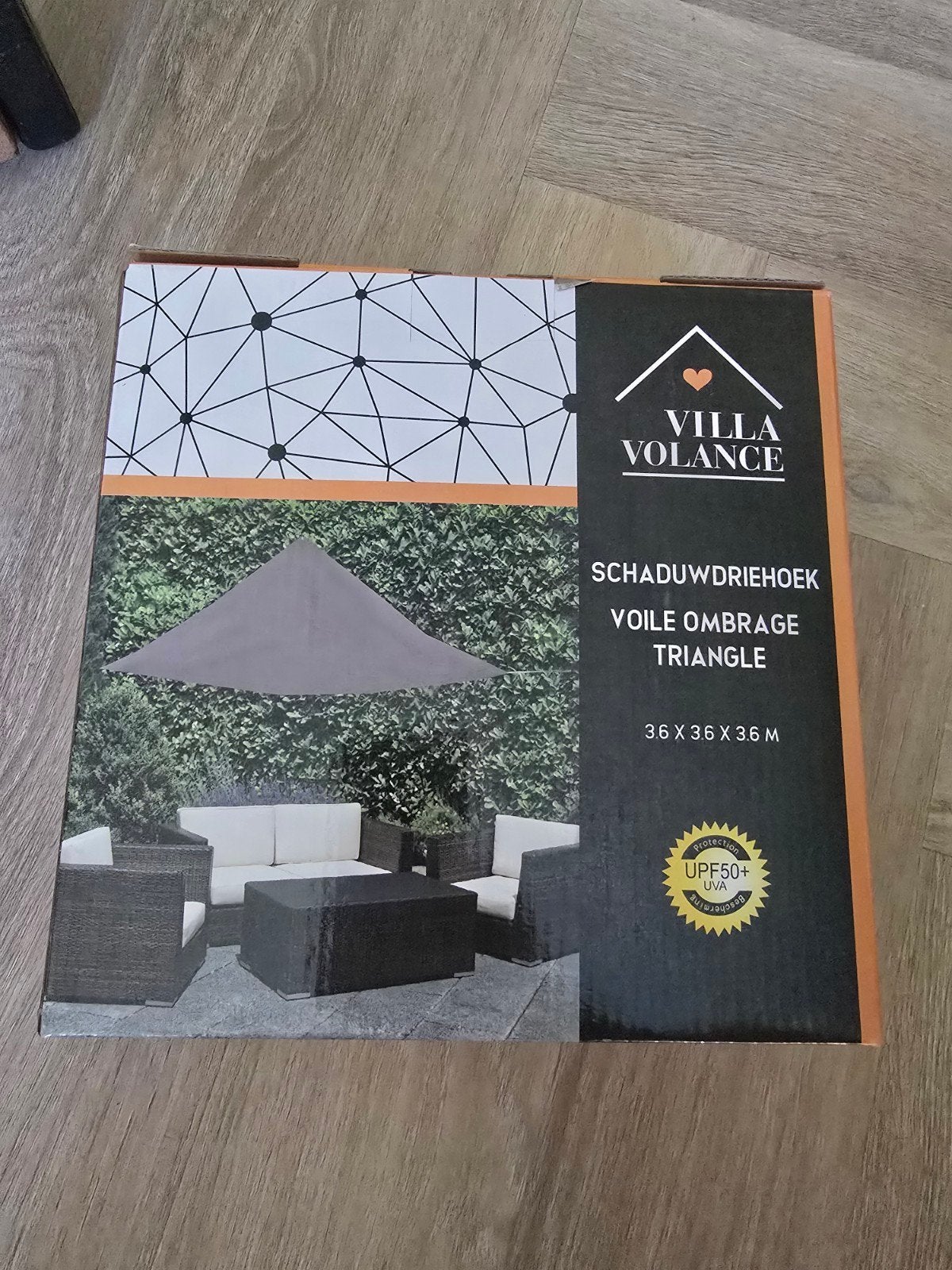 Villa Volance Schaduwdriehoek 3.6 x 3.6 x 3.6 M UPF50+, Ophalen of Verzenden, Nieuw
