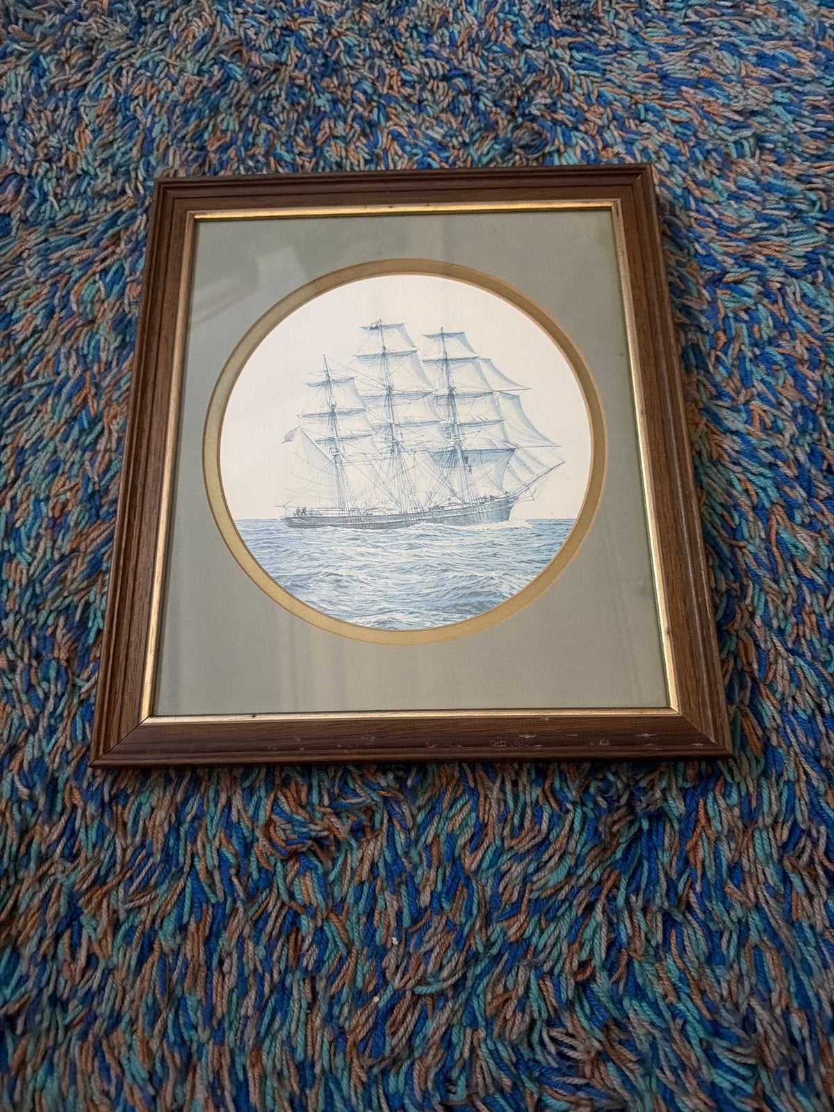 Tekening van driemaster 'The Tea Clipper Thermopylae', Antiek en Kunst, Ophalen of Verzenden, Tekening, Pentekening, Ingelijst