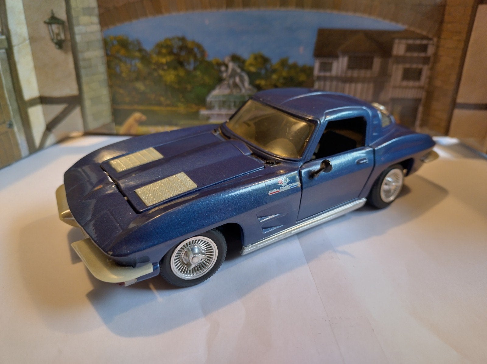 Corvette Stingray schaalmodel 1/24 - Blauw, Hobby en Vrije tijd, Modelauto's | 1:32, Ophalen of Verzenden, Gebruikt, Auto, Overige merken
