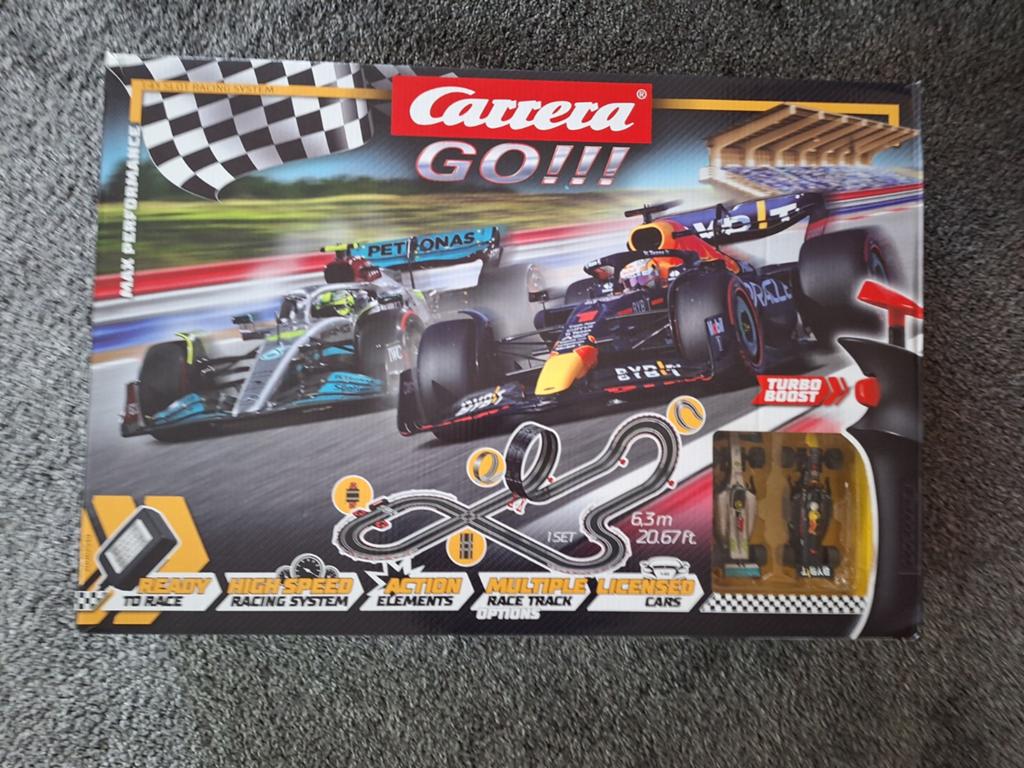 Carrera GO!!! Racebaan met F1 auto's (Max Verstappen), Carrera, Ophalen of Verzenden, Elektrisch, Met looping
