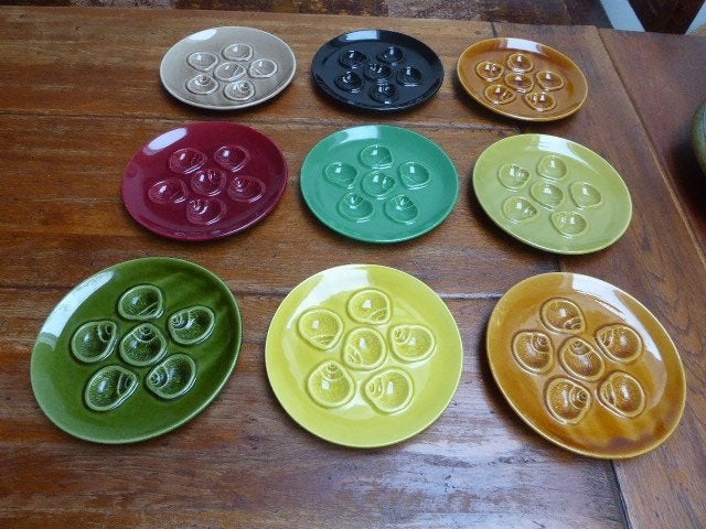 9 vintage escargot borden, Niderviller France, Ophalen of Verzenden
