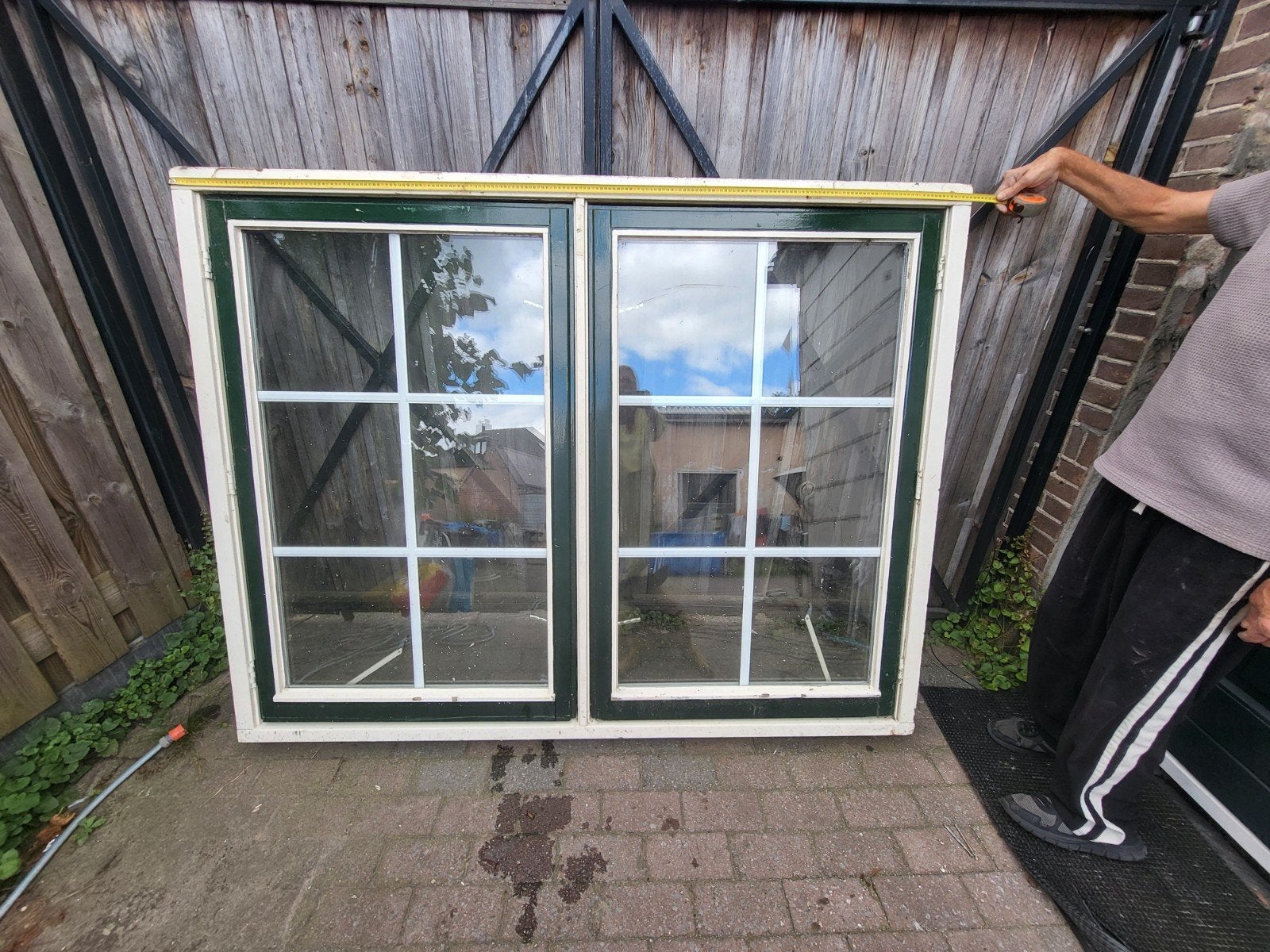 mooie hardhouten raamkozijn, Doe-het-zelf en Verbouw, Gebruikt, Raamkozijn, Hout, Ophalen