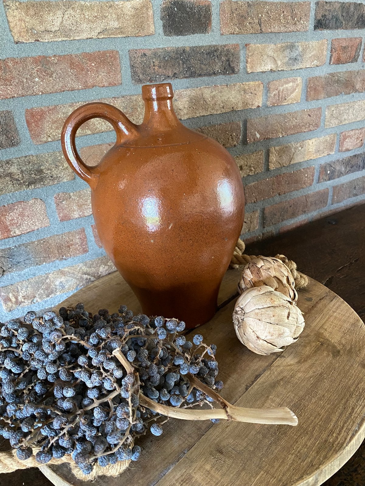 Brocante Franse gres kruik, 31 cm, Antiek en Kunst, Antiek | Keramiek en Aardewerk, Ophalen of Verzenden