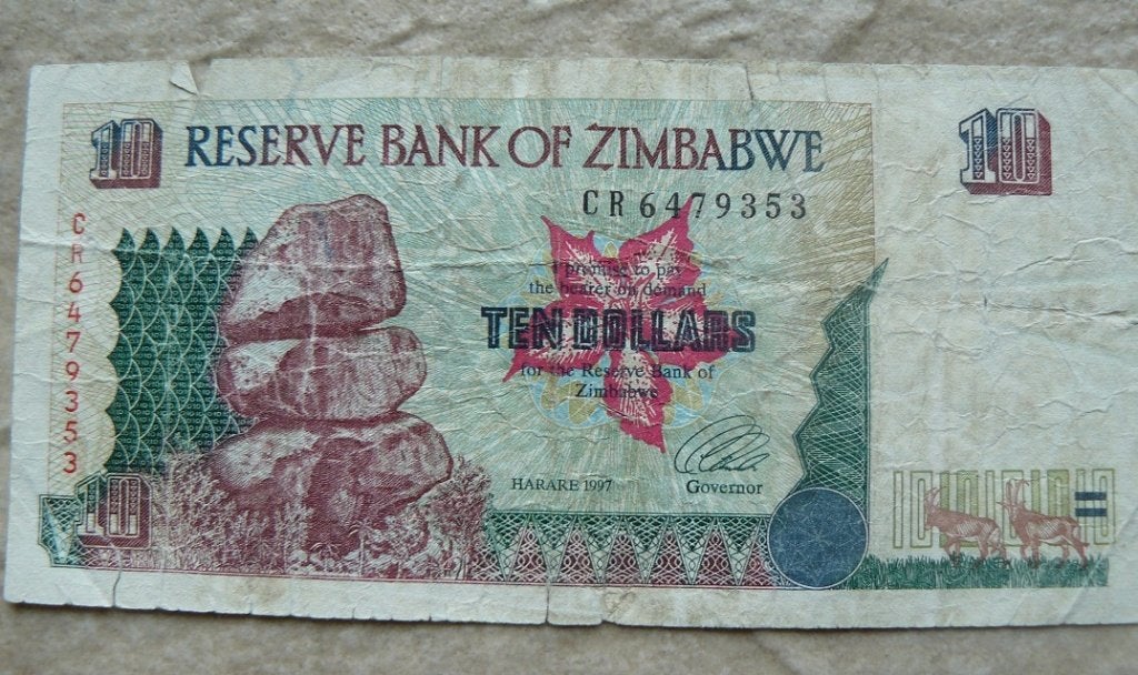 Bankbiljet van 10 dollar,  Bank van Zimbabwe, Ophalen of Verzenden, Zimbabwe