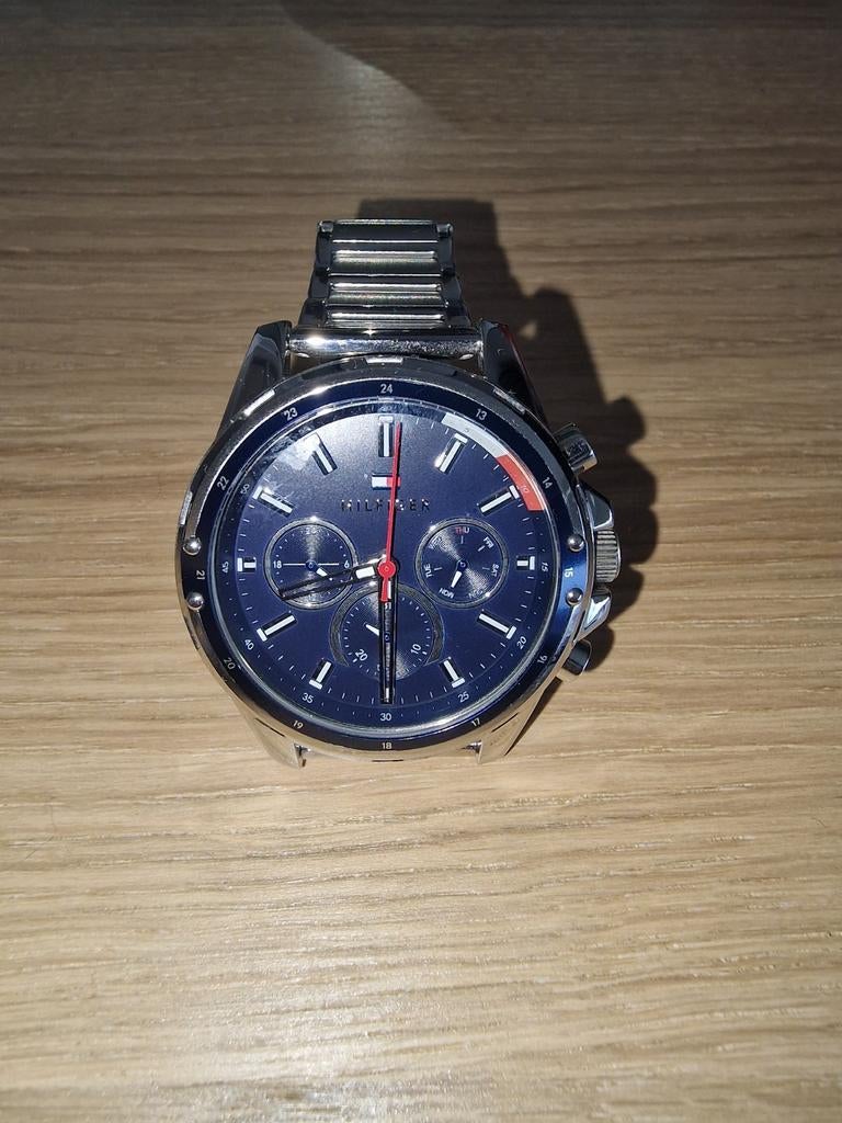 Tommy Hilfiger Herenhorloge - Blauw/Zilver, Sieraden, Tassen en Uiterlijk, Horloges | Heren, Overige merken, Staal, Staal, Polshorloge