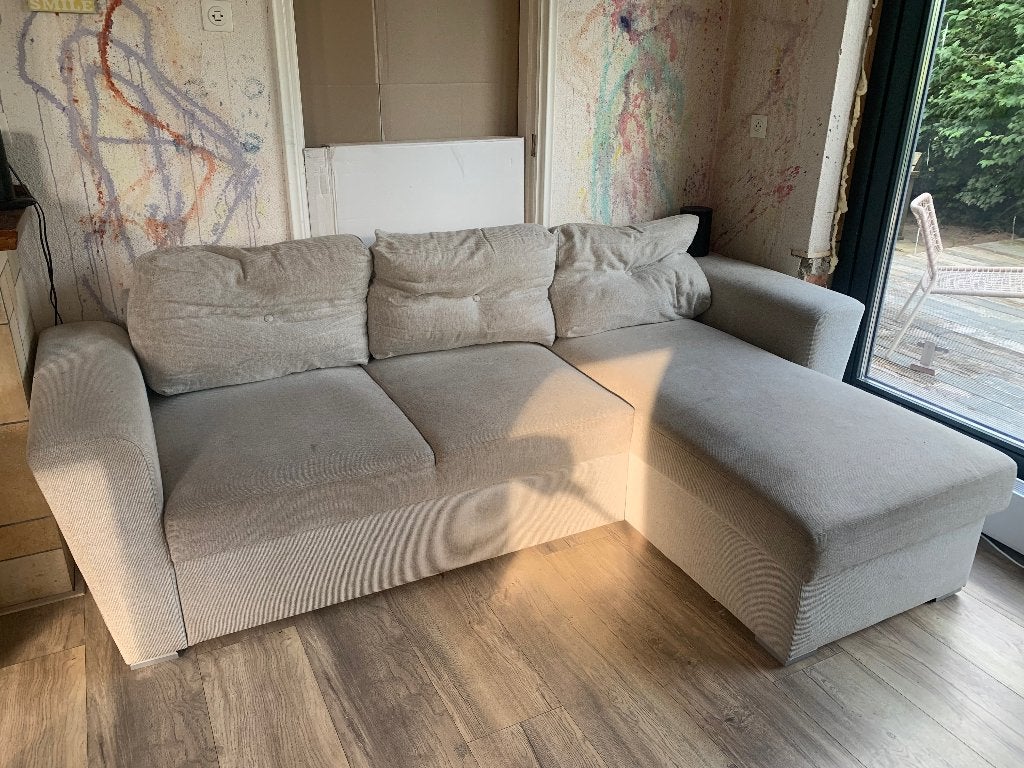 Slaapbank VEJLBY Jysk crème 1 jaar oud, Ophalen, Gebruikt, Tweepersoons, 180 cm