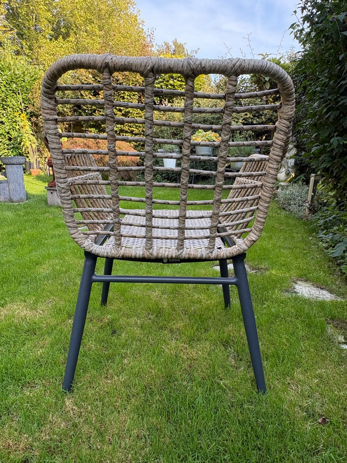 Foto 5 van 4x Tuinstoelen met antraciet metalen onderstel