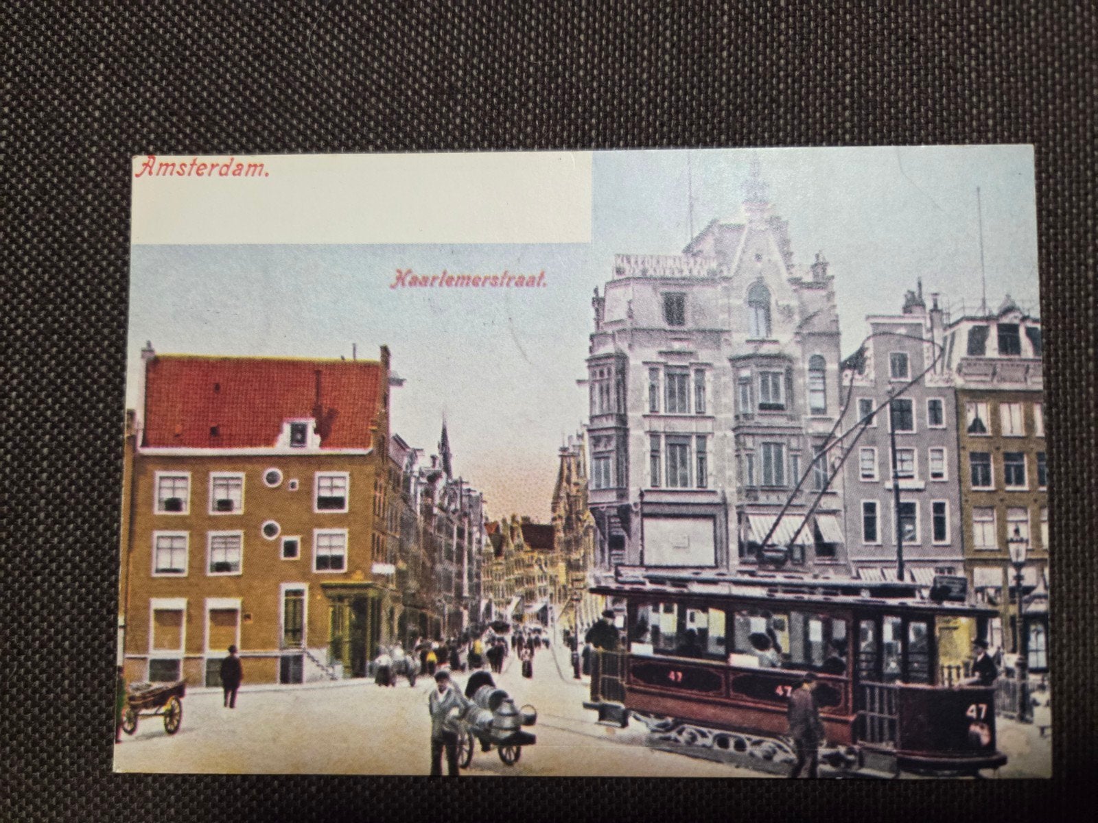 Oude ansichtkaart Amsterdam Haarlemmerstraat met tram, Ophalen of Verzenden
