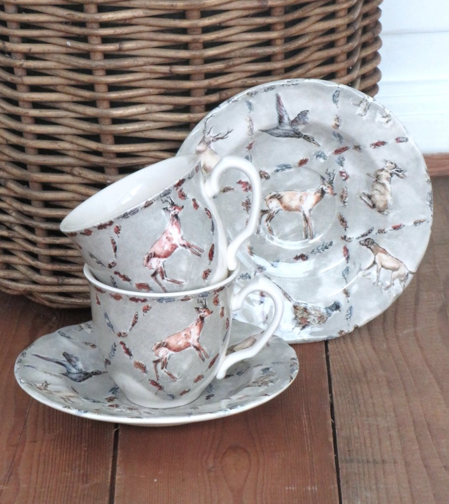 Kop en schotel Flamant “Jachtservies”, Antiek en Kunst, Ophalen of Verzenden