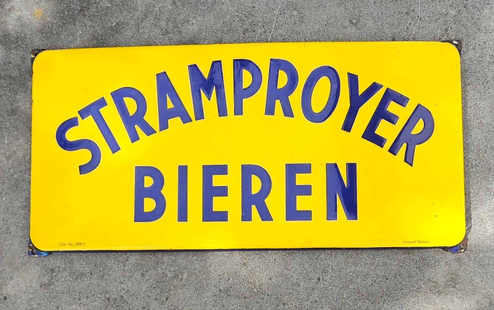 Stramproyer Bieren Langcat Bussum emaillebord, Verzamelen, Merken en Reclamevoorwerpen, Ophalen of Verzenden, Overige typen