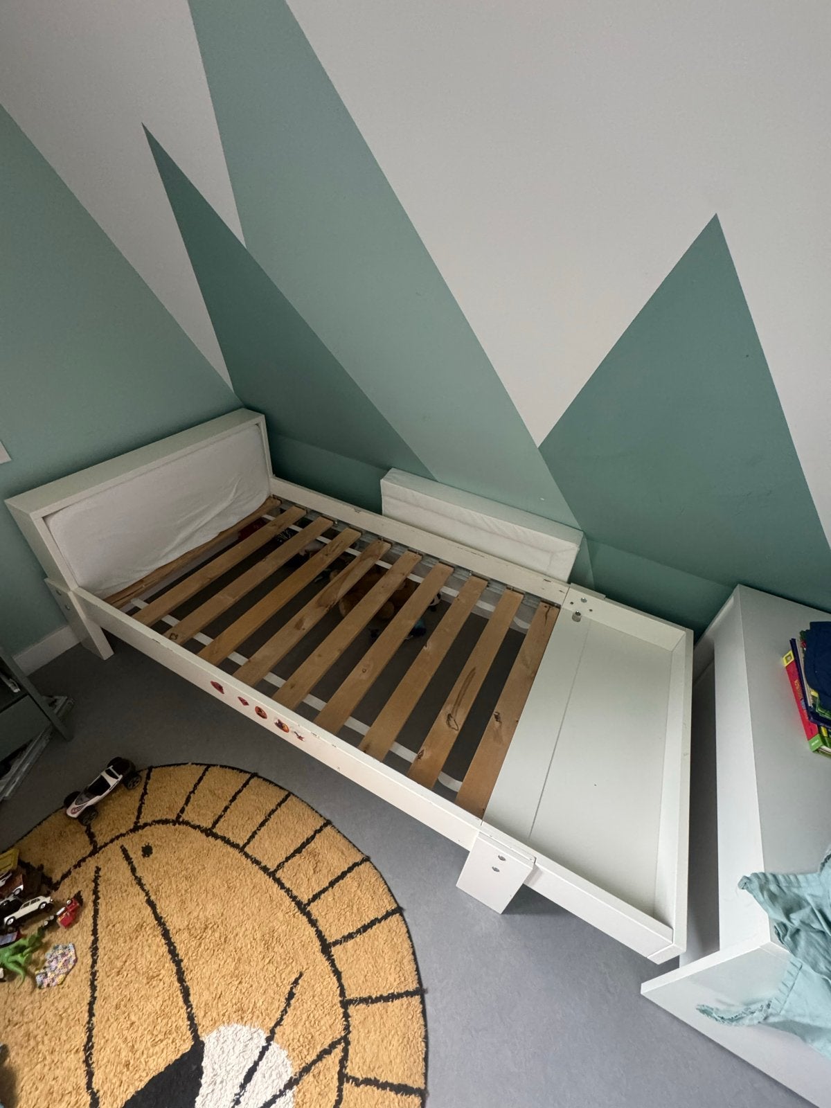 IKEA Junior verstelbaar kinderbed met lattenbodem, Ophalen, Gebruikt, 70 tot 85 cm, Lattenbodem