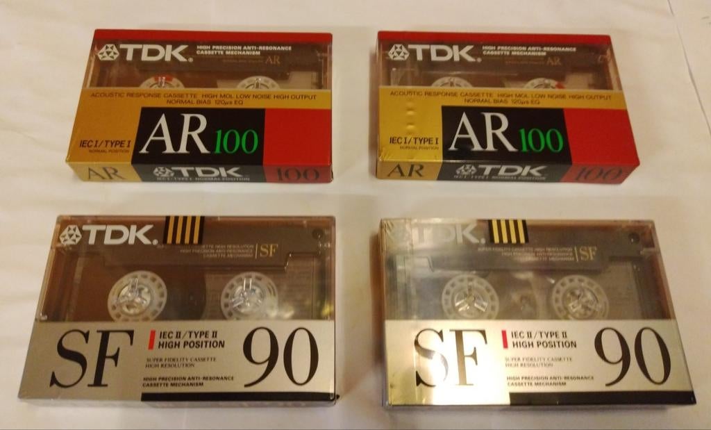 2X TDK SF  90 en 2x TDK AR 100 nieuw geseald in verpakking, Cd's en Dvd's, Cassettebandjes, 2 t/m 25 bandjes, Overige genres, Ophalen of Verzenden