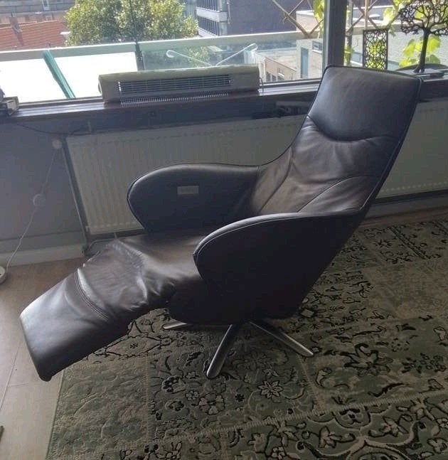 Relaxfauteuil, elektrisch, traploos verstelbaar, Huis en Inrichting, Fauteuils, Ophalen, Gebruikt, Minder dan 75 cm, Leer