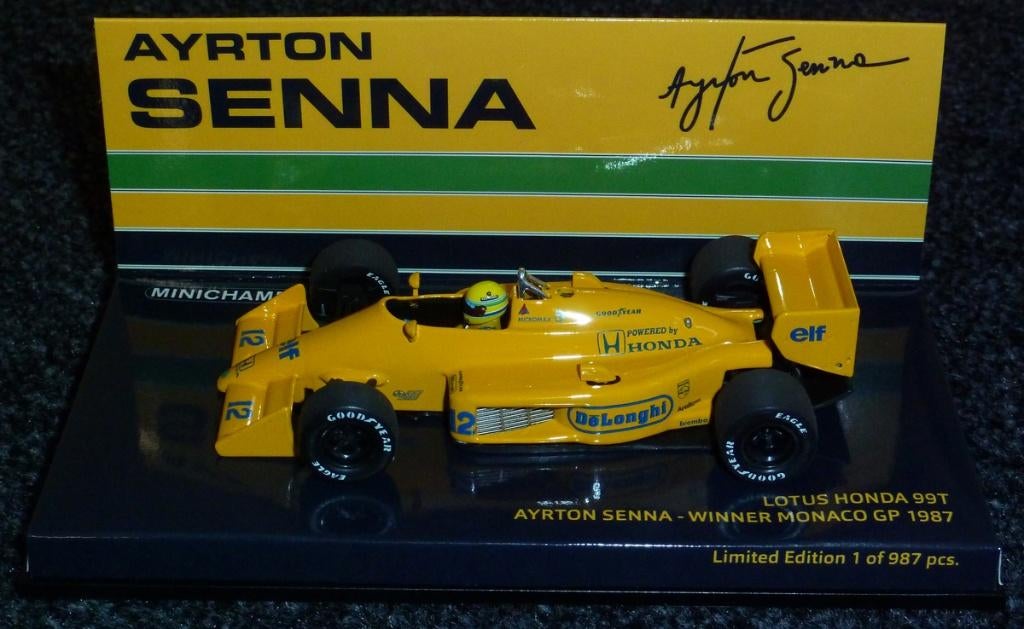 1987 - Lotus Honda 99T - Ayrton Senna - Winner Monaco GP, Ophalen of Verzenden, Zo goed als nieuw, Auto, MiniChamps