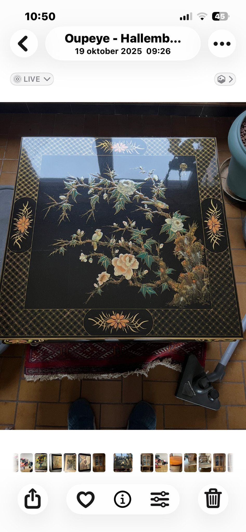 Oosterse salontafel met gedetailleerde inleg, Ophalen