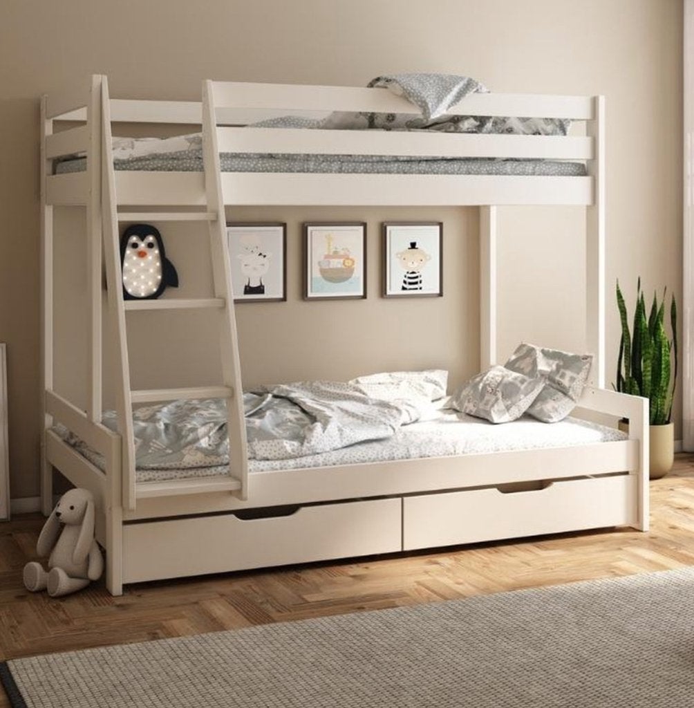 Robin Stapelbed met Opberglades 90/120x200 - Wit, Huis en Inrichting, Slaapkamer | Stapelbedden en Hoogslapers, Ophalen, Gebruikt