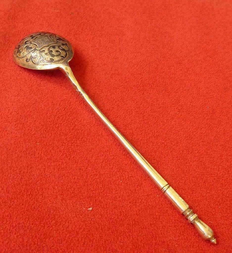 Antiek Russisch zilver niello theelepel 1870, Antiek en Kunst, Ophalen of Verzenden, Zilver