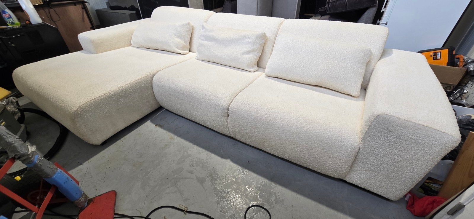 Eierkamp Bouclé/Teddy Hoekbank - Comfort & Eyecatcher, Huis en Inrichting, Banken | Bankstellen, Gebruikt, 100 tot 125 cm, Hoekbank