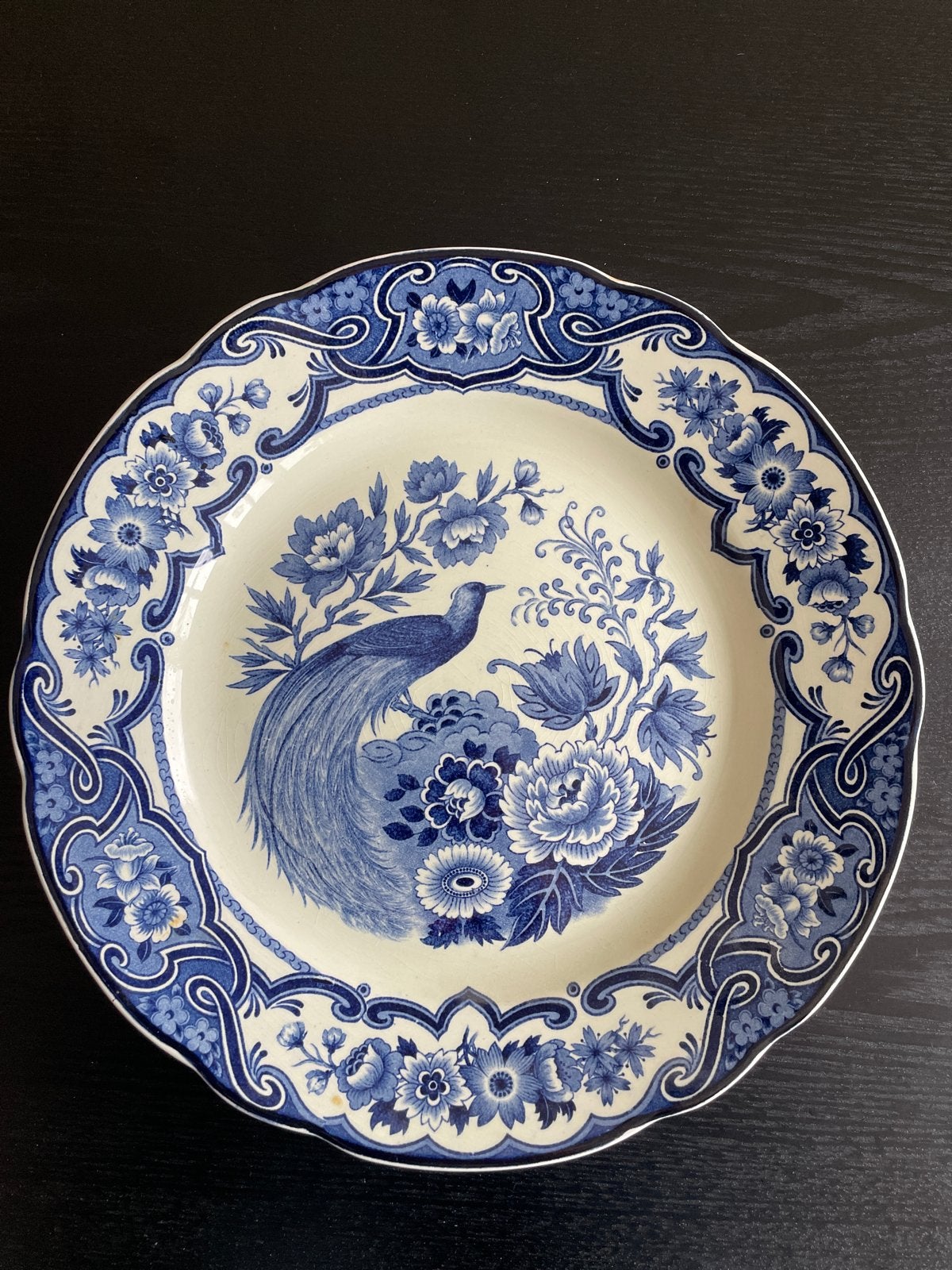 Delfts blauw bord met pauw - 30 cm, Ophalen