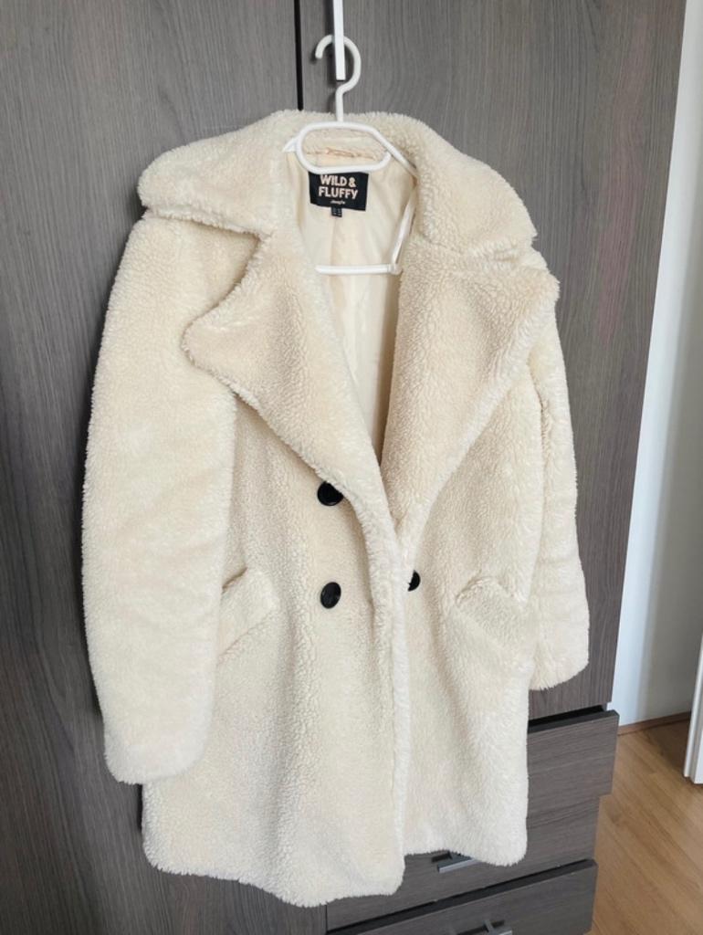 White Teddy Coat, Ophalen, Zo goed als nieuw, Maat 38/40 (M), Wit