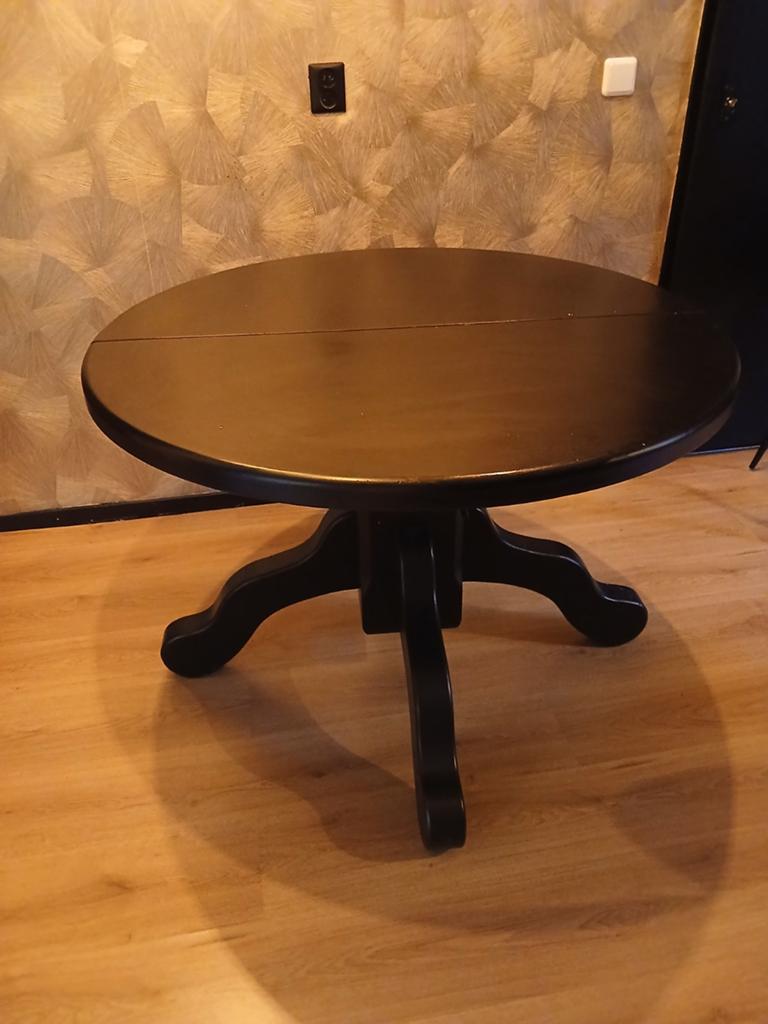 Zwarte ronde eettafel, uitschuifbaar, Huis en Inrichting, Tafels | Eettafels, Ophalen, Gebruikt, Klassiek, Rond