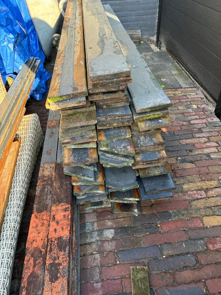 Gebruikte houten planken en bankirai palen, Doe-het-zelf en Verbouw, Hout en Planken, Gebruikt, Minder dan 25 mm, Plank, Ophalen