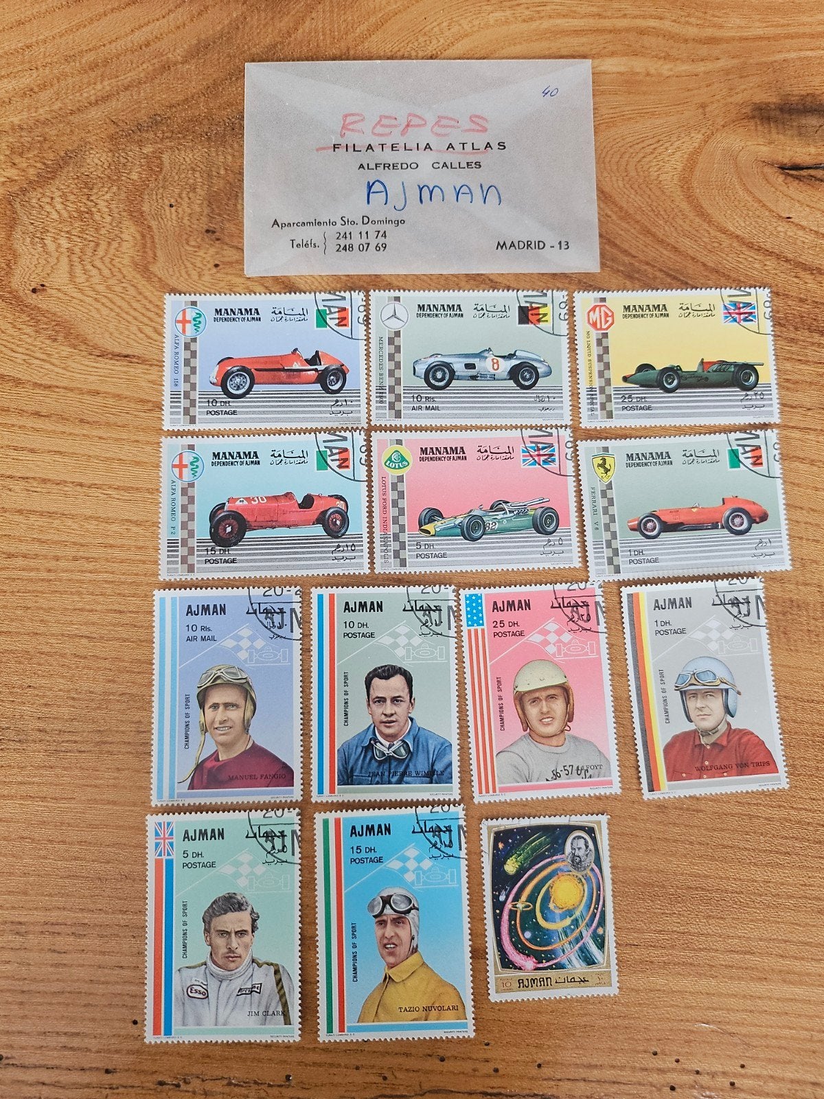 Postzegels Manama & Ajman: Auto's en Coureurs, Postzegels en Munten, Ophalen of Verzenden, Na 1940, Postfris