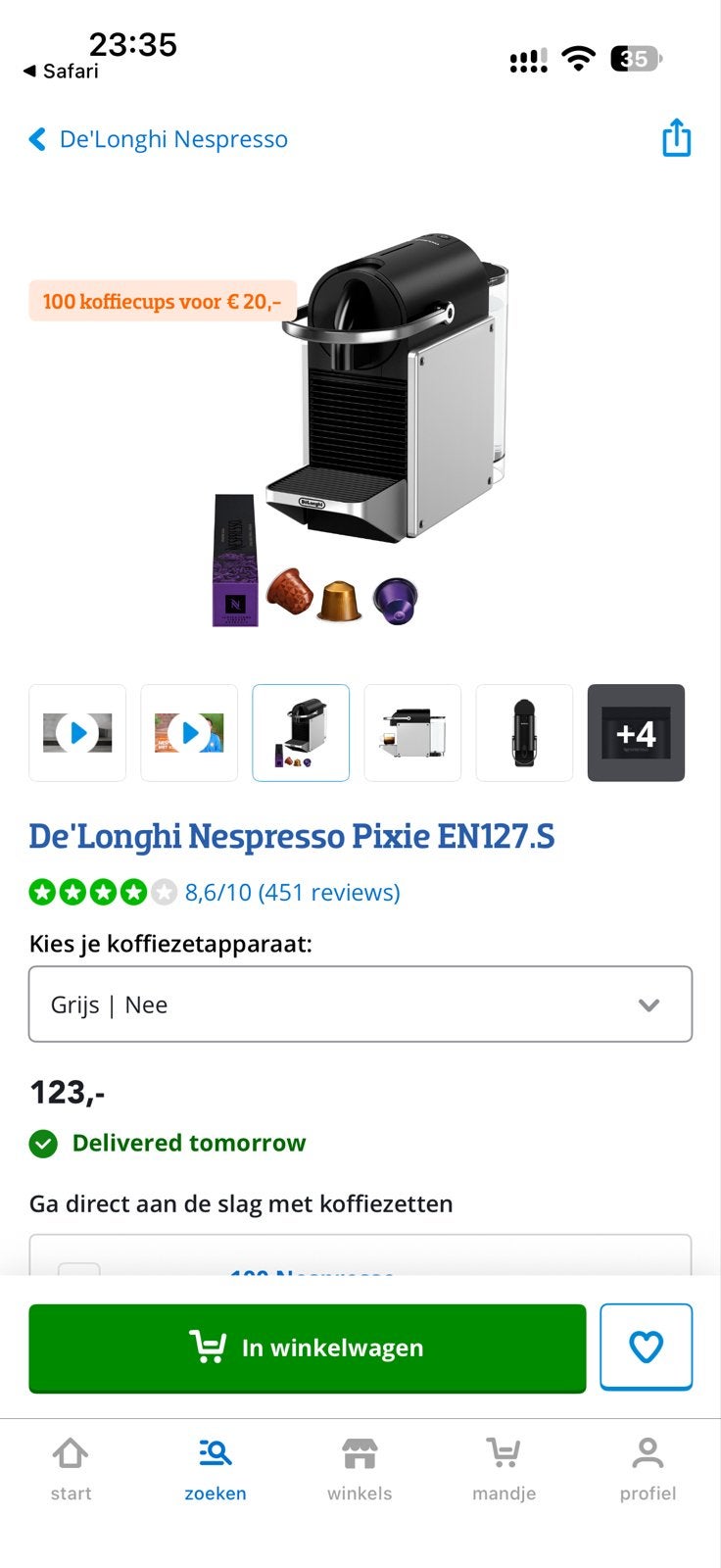 Foto 5 van De'Longhi Nespresso Pixie BLACK EN127.S - Nieuw