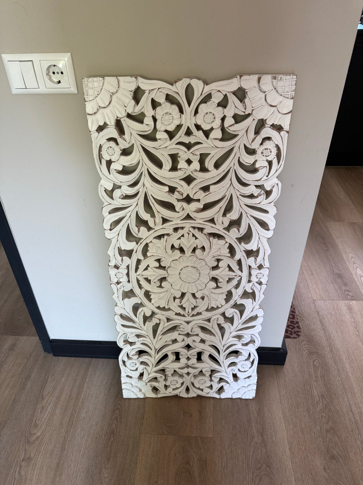 Decoratief Wandpaneel - Houtsnijwerk - Wit, Huis en Inrichting, Woonaccessoires | Wanddecoraties, Ophalen, Gebruikt, Boho, Hout