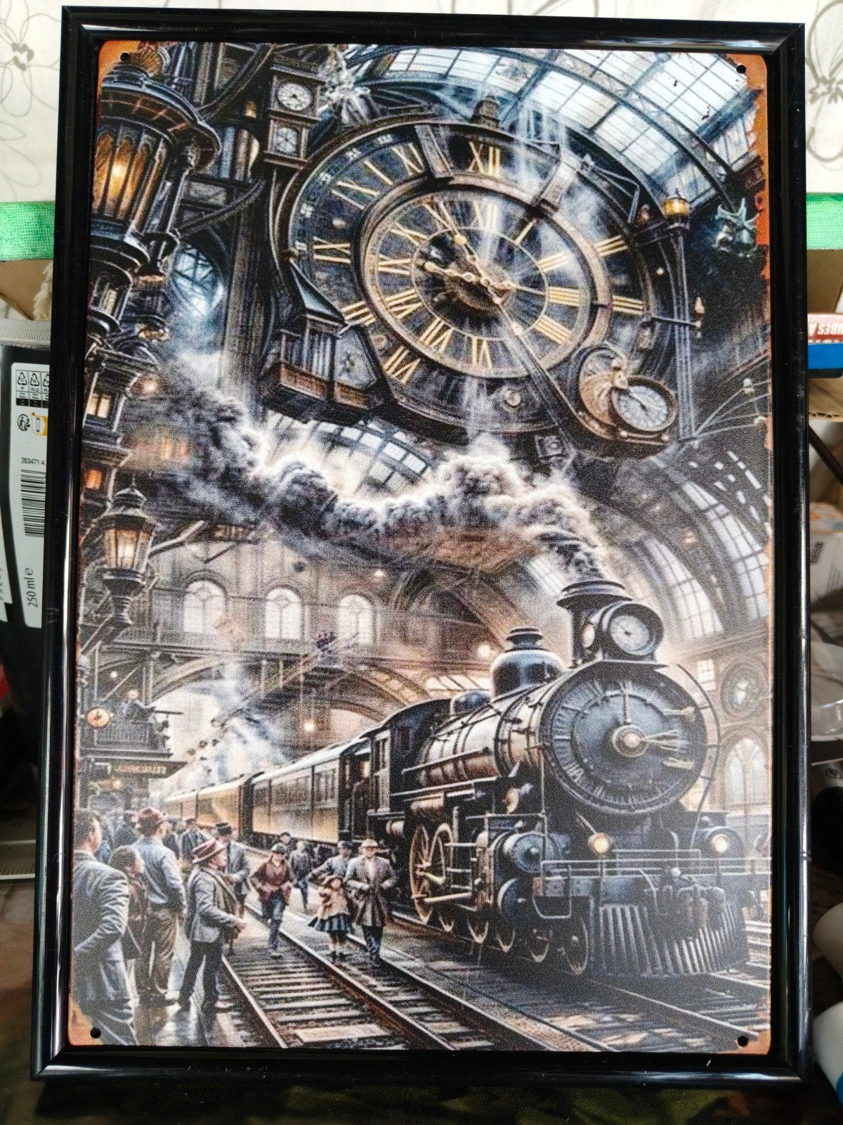 Vintage Trein Station Metaal Poster - Steampunk Stijl, Antiek en Kunst, Ophalen of Verzenden