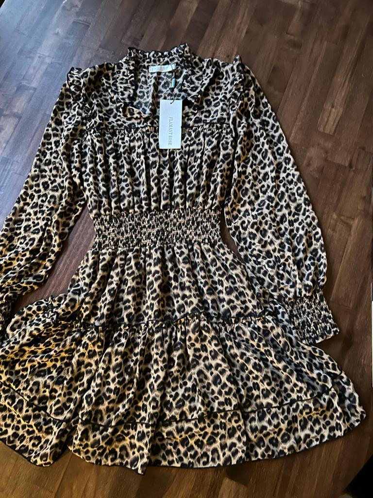 Panter jurk maat S nieuw, Kleding | Dames, Jurken, Bruin, Ophalen of Verzenden, Zo goed als nieuw, Maat 36 (S)