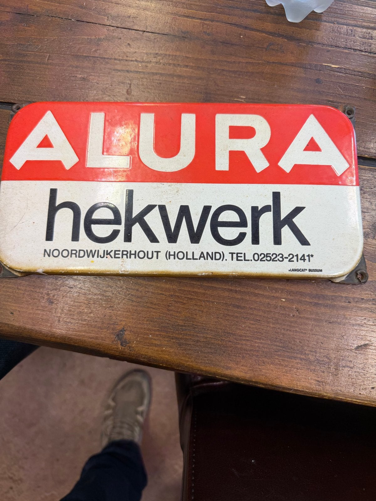 Vintage Alura Hekwerk Reclamebord - Noordwijkerhout, Antiek en Kunst, Ophalen of Verzenden