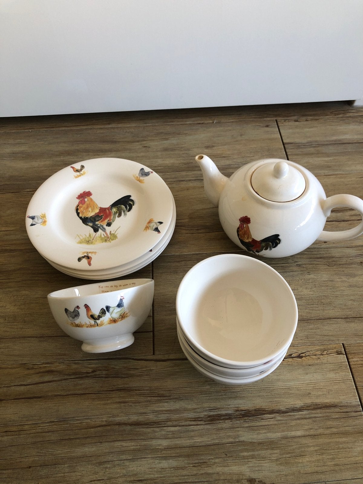 Servies met haan en kippen decoratie, Overige merken, Keramiek, Landelijk/Boerenbont, Ophalen of Verzenden