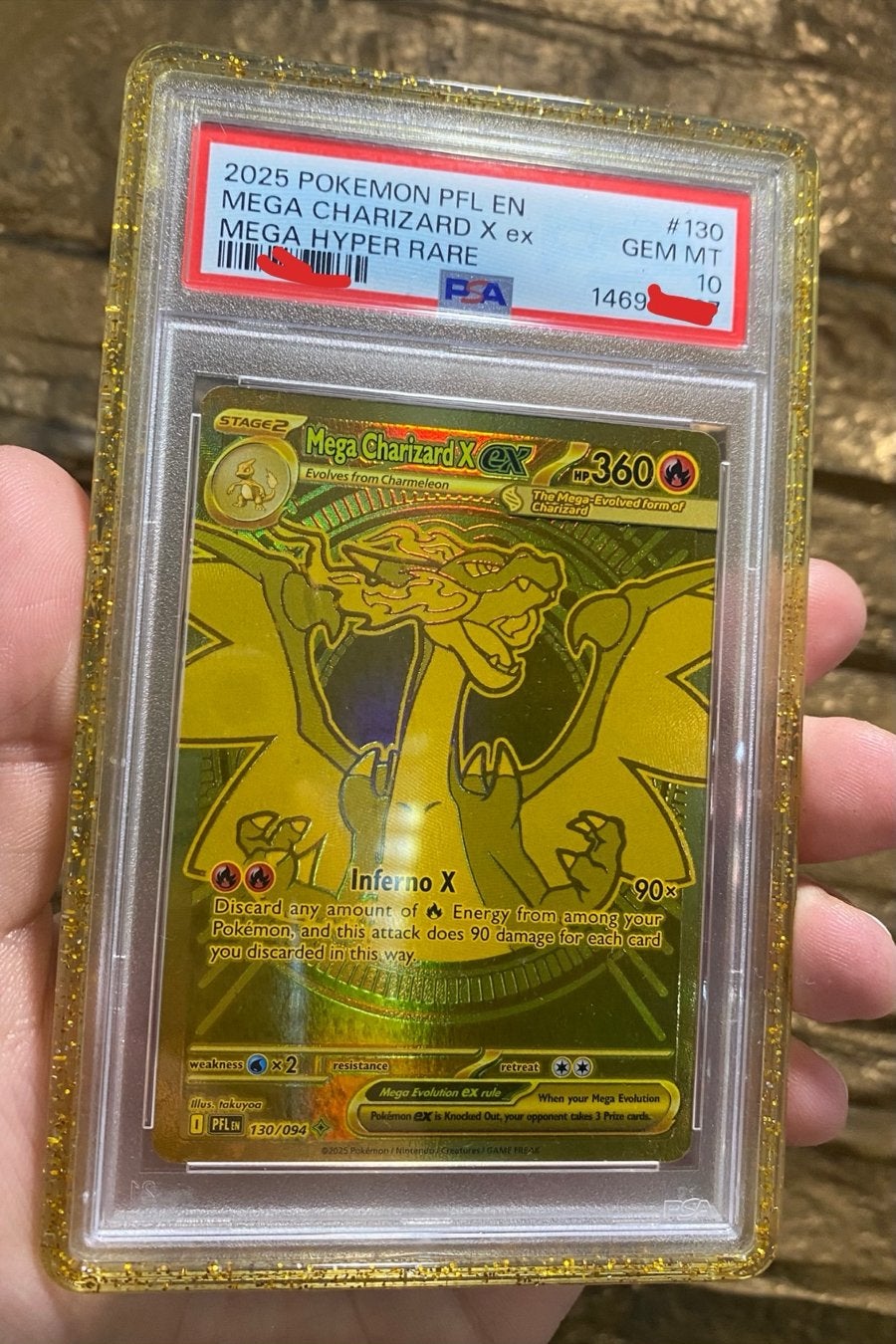 Mega Charizard X EX 130 PSA 10, Hobby en Vrije tijd, Ophalen of Verzenden, Zo goed als nieuw, Losse kaart, Foil